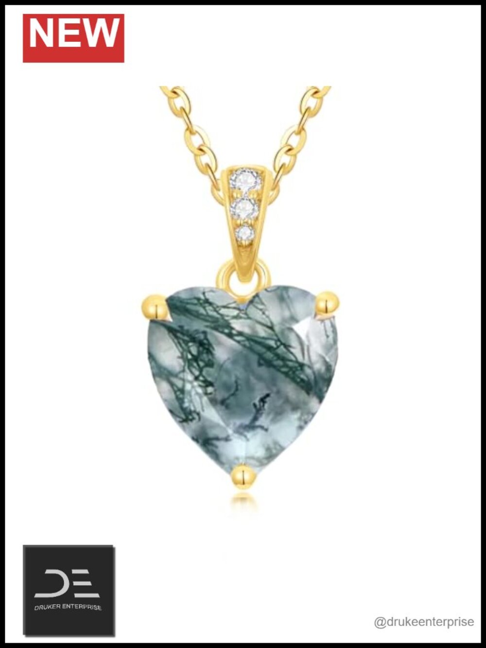 14K Solid Gold Birthstone Heart Necklace Gemstone Pendant 18" Chain Dainty Gift